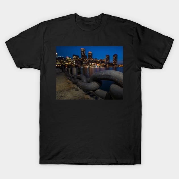 Boston Waterfront Chain Detail Boston MA T-Shirt by WayneOxfordPh